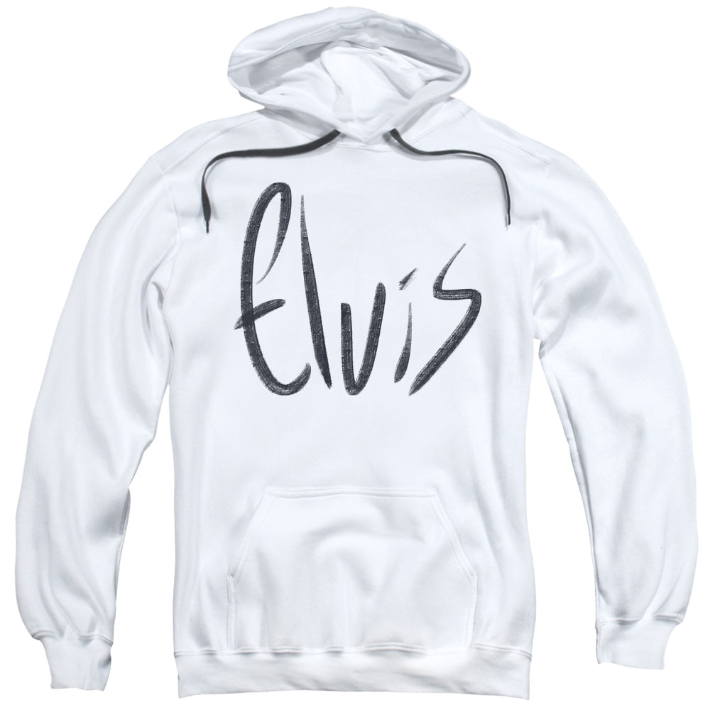 Elvis Presley Sketchy Name Mens Hoodie White