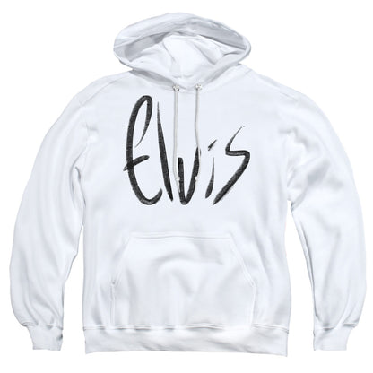Elvis Presley Sketchy Name Mens Hoodie White Officially Licensed