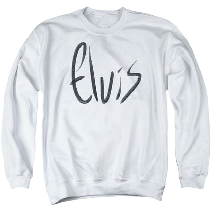 Elvis Presley Sketchy Name Mens Crewneck Sweatshirt White