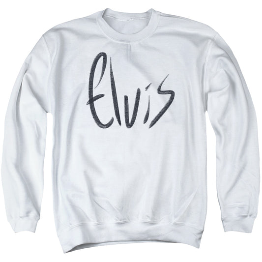 Elvis Presley Sketchy Name Mens Crewneck Sweatshirt White