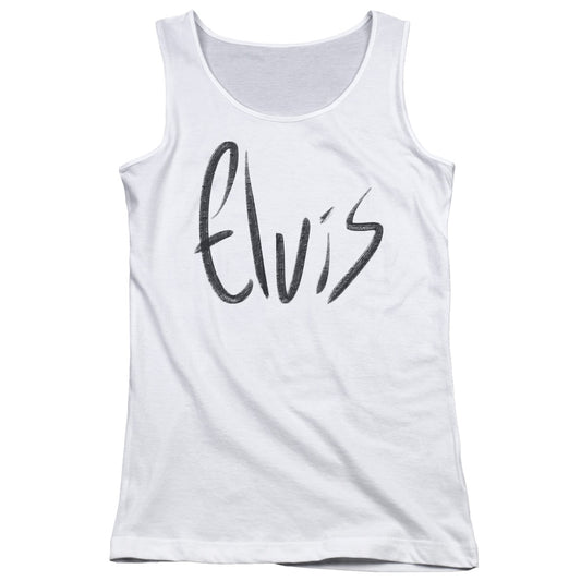 Elvis Presley Sketchy Name Womens Tank Top Shirt White