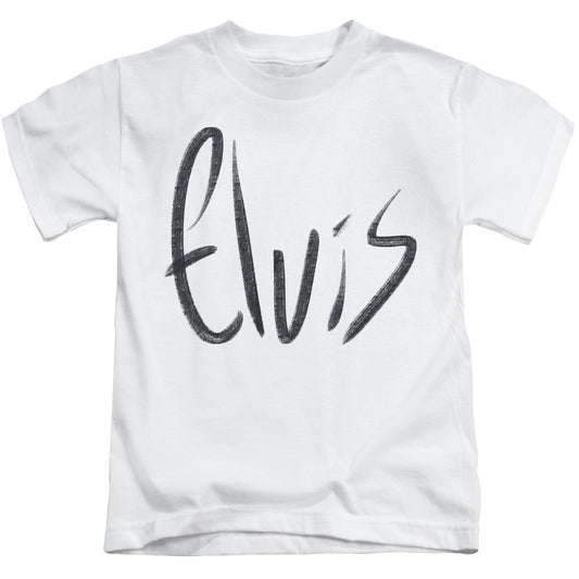 Elvis Presley Sketchy Name Juvenile Kids Youth T Shirt White 