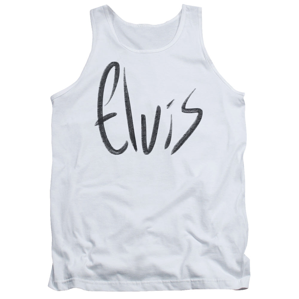 Elvis Presley Sketchy Name Mens Tank Top Shirt White