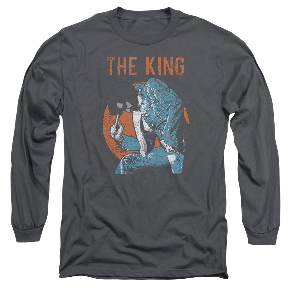 Elvis Presley Mic in Hand Mens Long Sleeve Shirt Charcoal