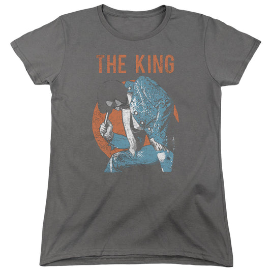 Elvis Presley Mic in Hand Womens T Shirt Charcoal