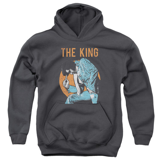 Elvis Presley Mic in Hand Kids Youth Hoodie Charcoal