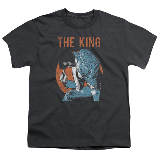 Elvis Presley Mic in Hand Kids Youth T Shirt Charcoal
