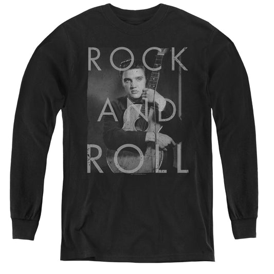 Elvis Presley Rock and Roll Long Sleeve Kids Youth T Shirt Black