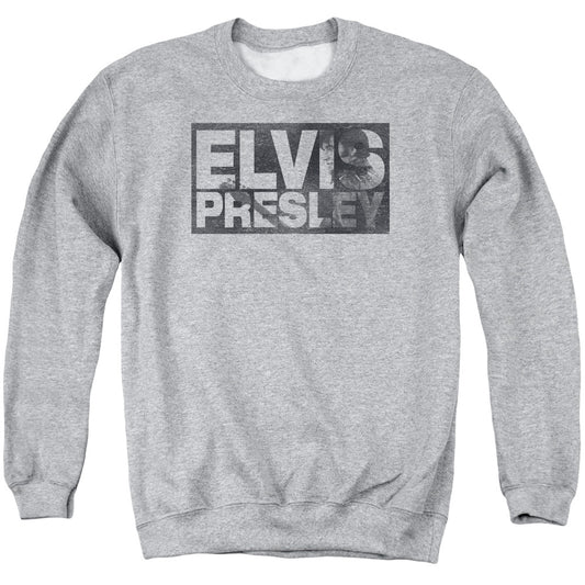 Elvis Presley Block Letters Mens Crewneck Sweatshirt Athletic Heather