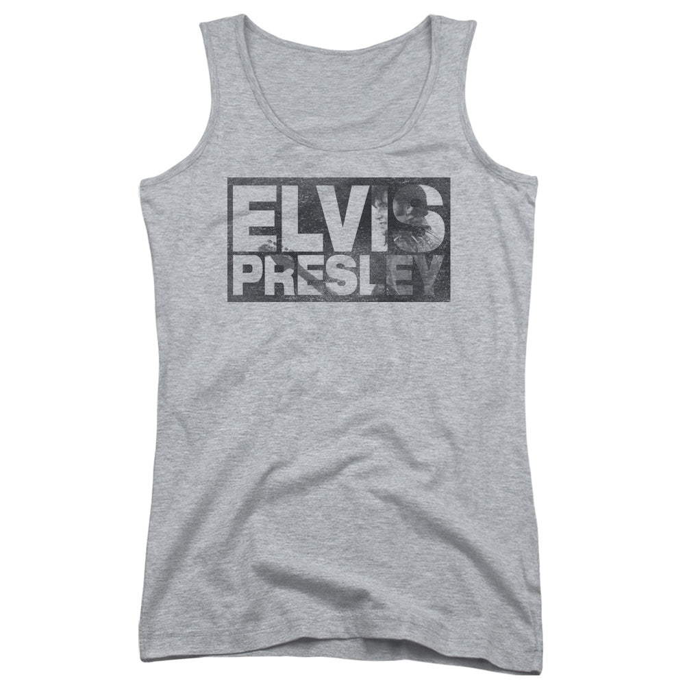 Elvis Presley Block Letters Womens Tank Top Shirt Athletic Heather