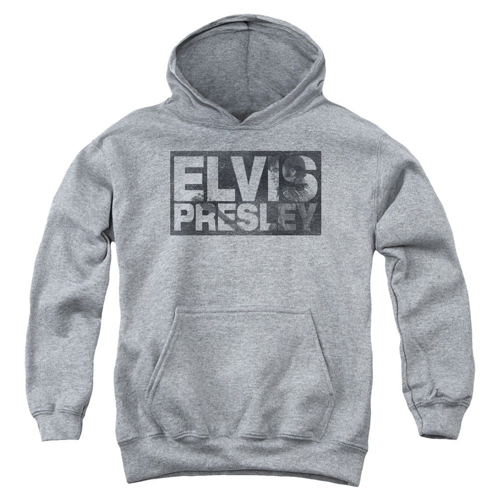 Elvis Presley Block Letters Kids Youth Hoodie Heather