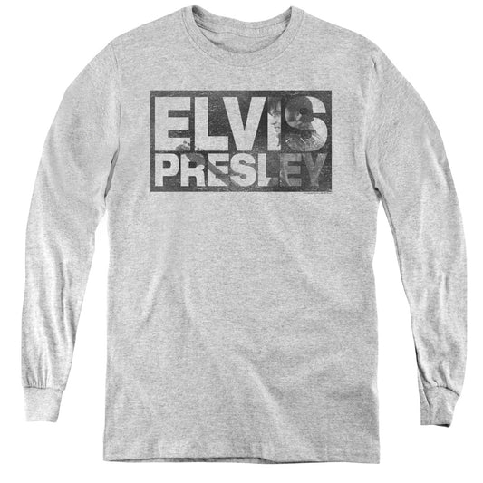 Elvis Presley Block Letters Long Sleeve Kids Youth T Shirt Athletic Heather