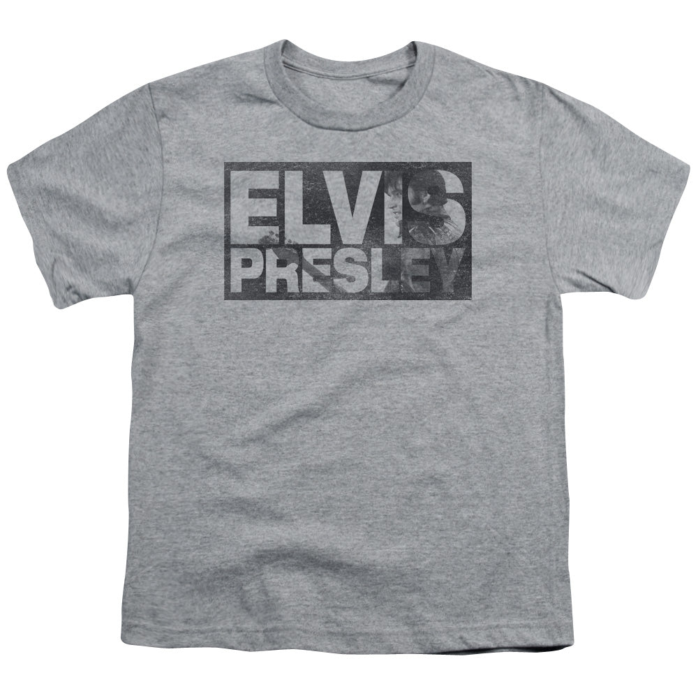 Elvis Presley Block Letters Kids Youth T Shirt Athletic Heather