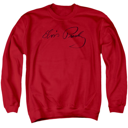 Elvis Presley Signature Sketch Mens Crewneck Sweatshirt Red