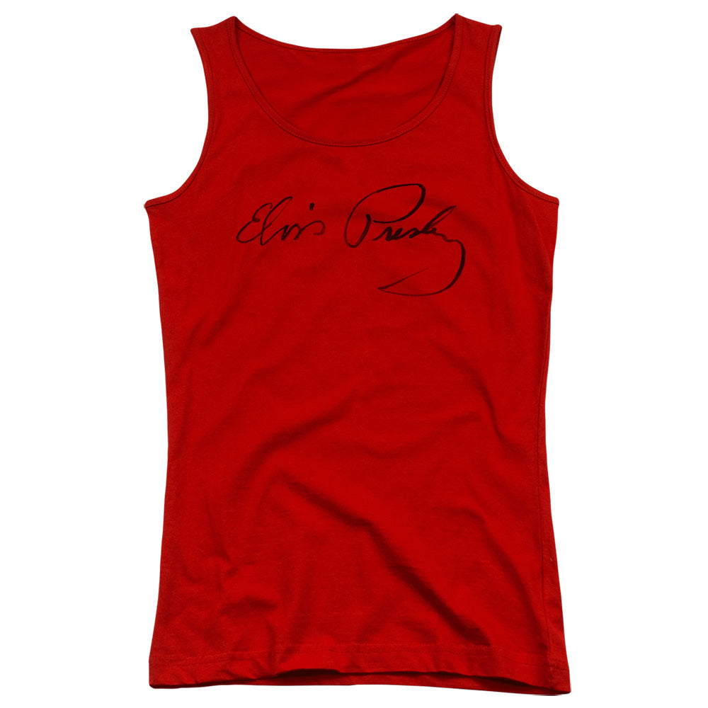 Elvis Presley Signature Sketch Womens Tank Top Shirt Red