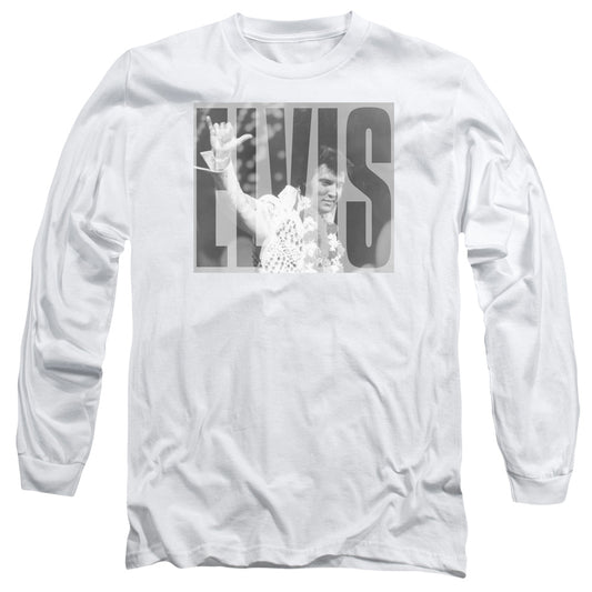 Elvis Presley Aloha Gray Mens Long Sleeve Shirt White