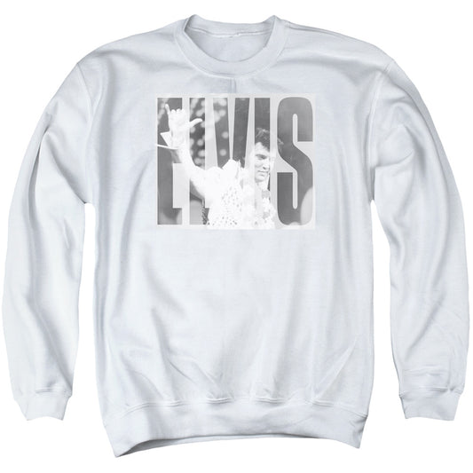 Elvis Presley Aloha Gray Mens Crewneck Sweatshirt White