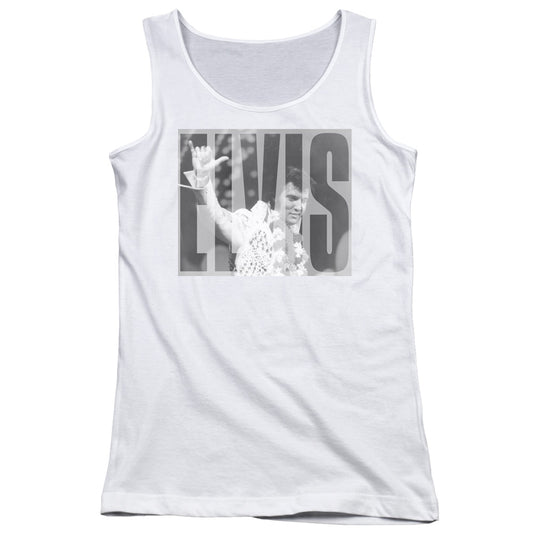 Elvis Presley Aloha Gray Womens Tank Top Shirt White