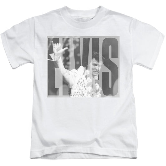 Elvis Presley Aloha Gray Juvenile Kids Youth T Shirt White 