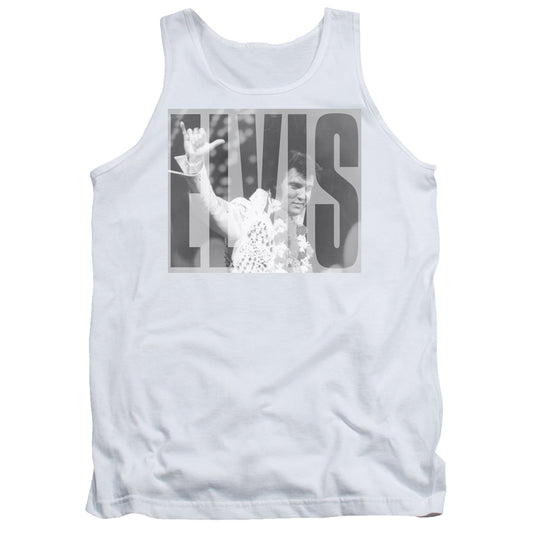 Elvis Presley Aloha Gray Mens Tank Top Shirt White