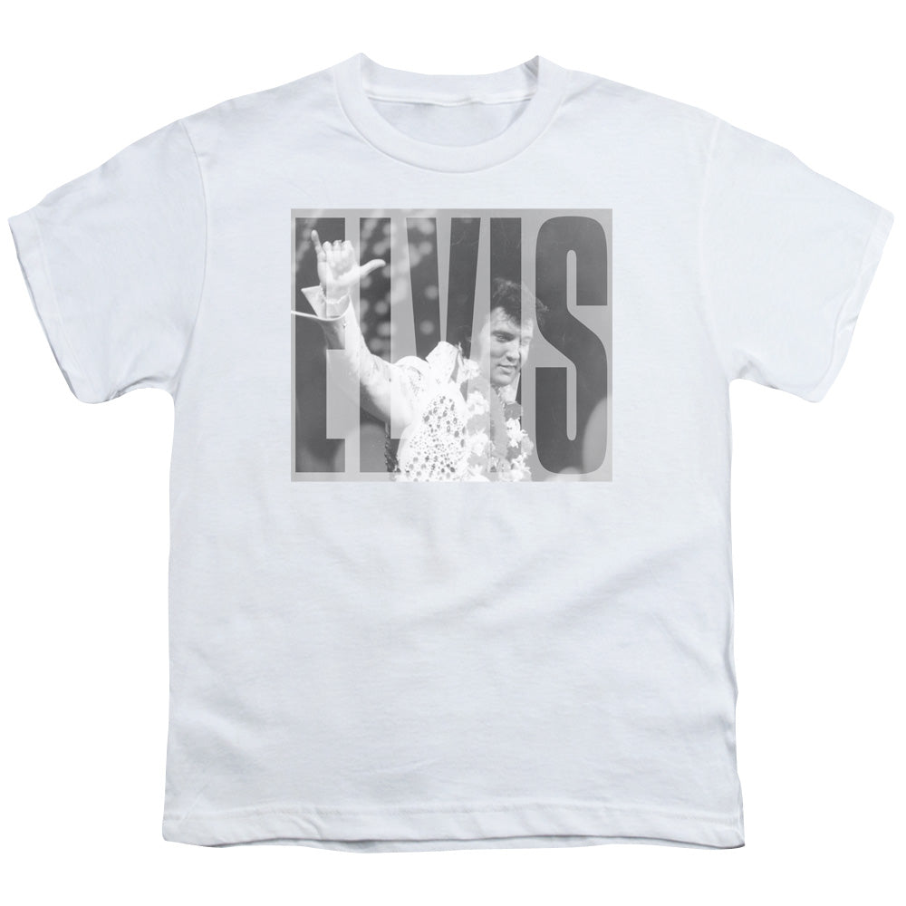 Elvis Presley Aloha Gray Kids Youth T Shirt White