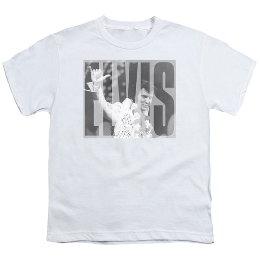 Elvis Presley Aloha Gray Kids Youth T Shirt White