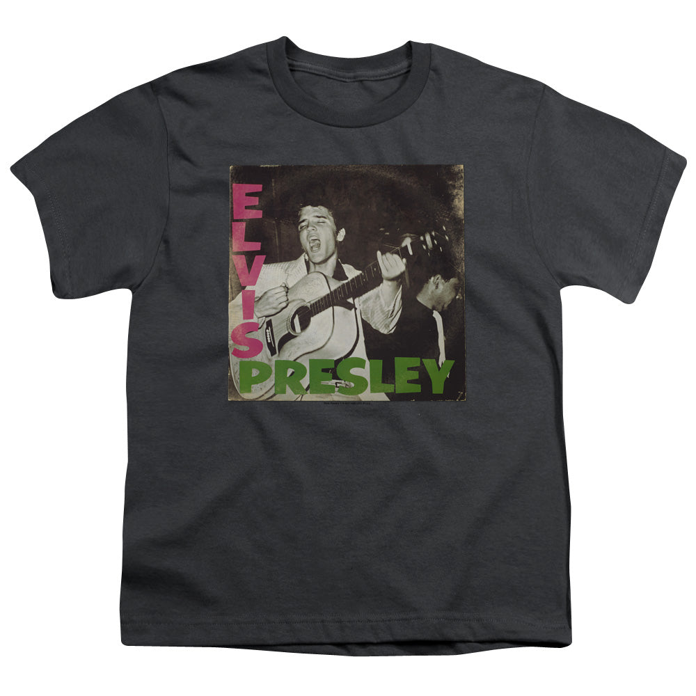 Elvis Presley First Lp Kids Youth T Shirt Charcoal