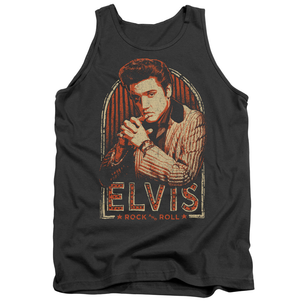 Elvis Presley Stripes Mens Tank Top Shirt Charcoal