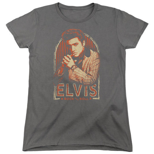 Elvis Presley Stripes Womens T Shirt Charcoal