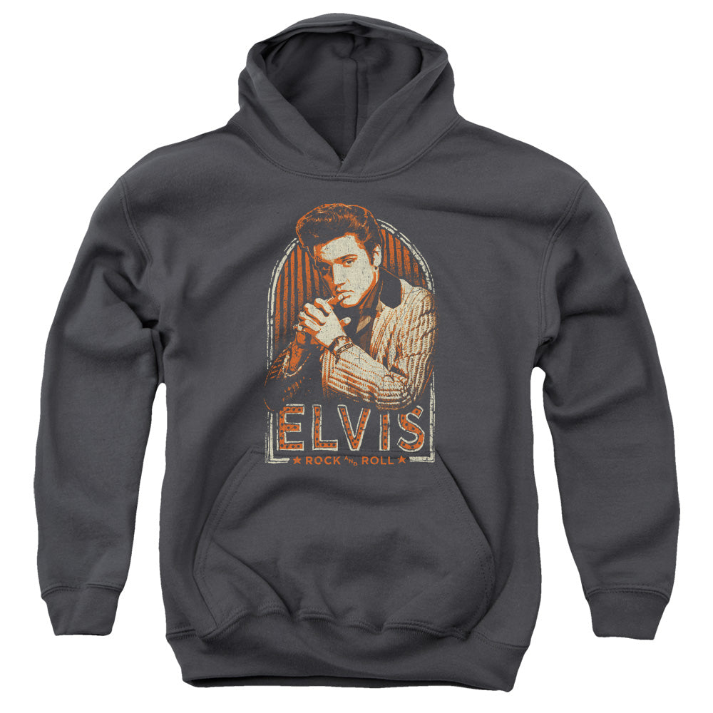 Elvis Presley Stripes Kids Youth Hoodie Charcoal