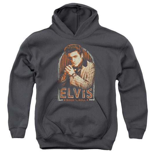 Elvis Presley Stripes Kids Youth Hoodie Charcoal