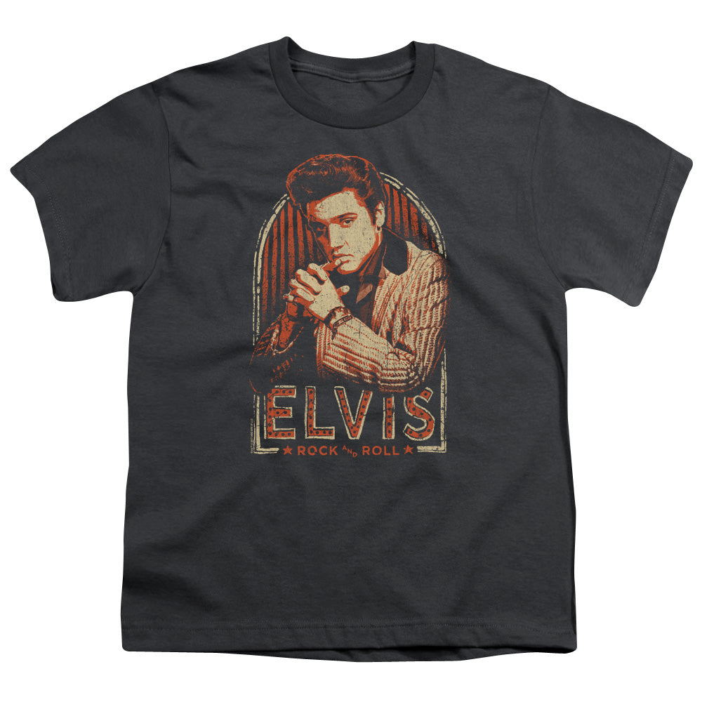Elvis Presley Stripes Kids Youth T Shirt Charcoal