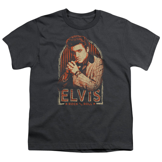 Elvis Presley Stripes Kids Youth T Shirt Charcoal