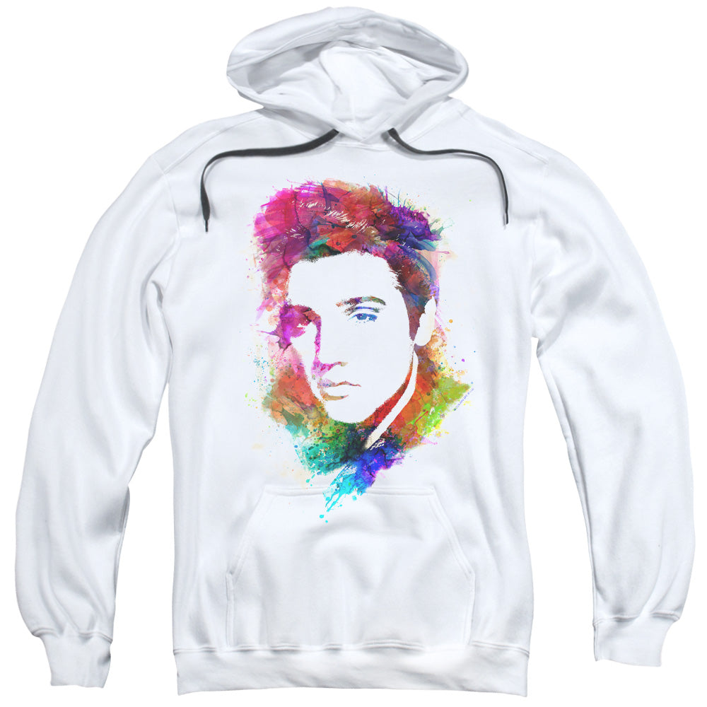 Elvis Presley Watercolor King Mens Hoodie White