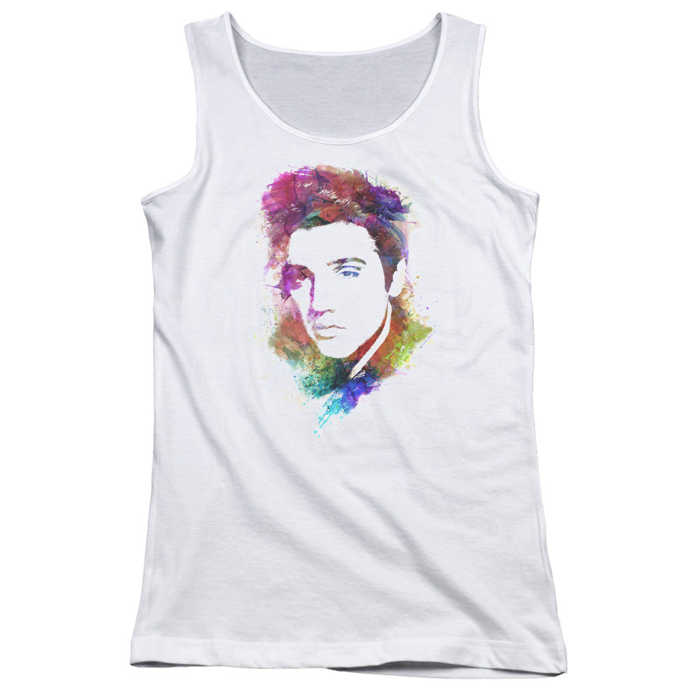 Elvis Presley Watercolor King Womens Tank Top Shirt White