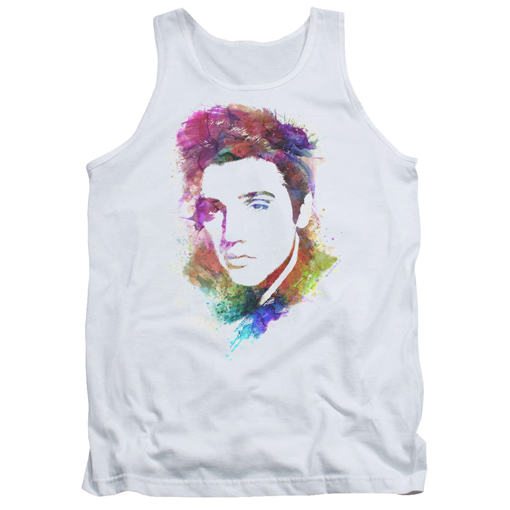 Elvis Presley Watercolor King Mens Tank Top Shirt White