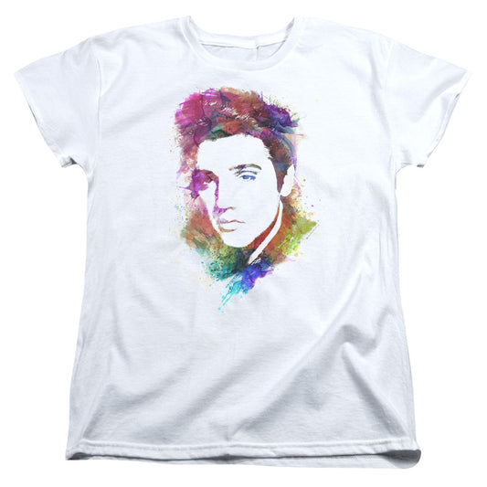 Elvis Presley Watercolor King Womens T Shirt White