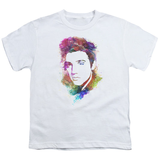 Elvis Presley Watercolor King Kids Youth T Shirt White