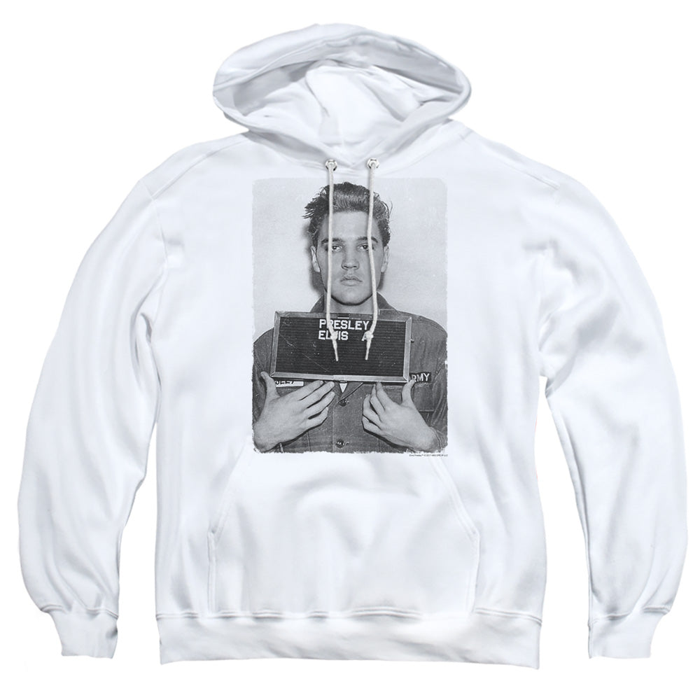 Elvis Presley Army Mug Shot Mens Hoodie White