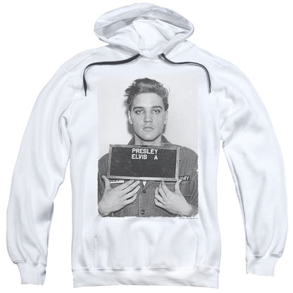 Elvis Presley Army Mug Shot Mens Hoodie White