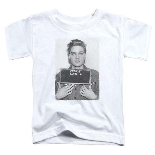 Elvis Presley Army Mug Shot Toddler Kids Youth T Shirt White