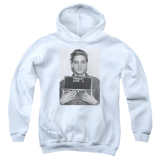 Elvis Presley Army Mug Shot Kids Youth Hoodie White
