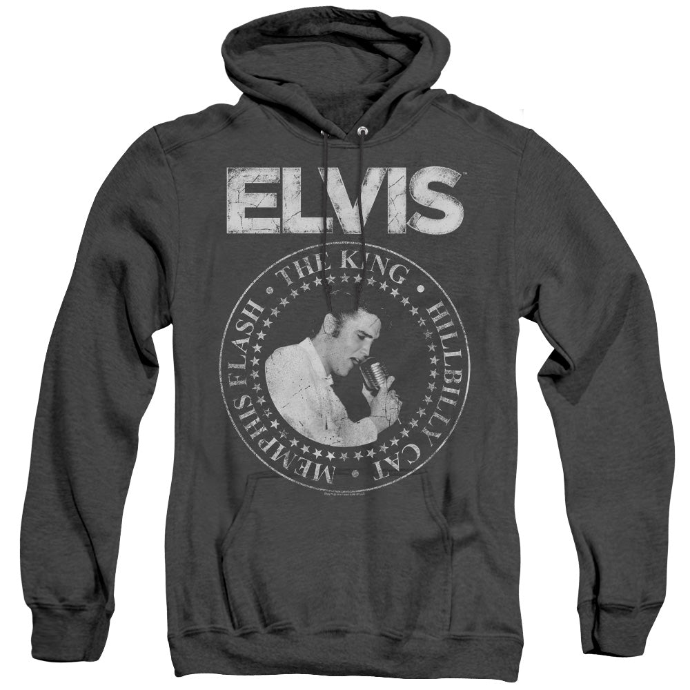 Elvis Presley Rock King Heather Mens Hoodie Black