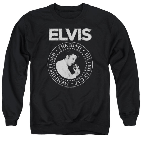Elvis Presley Rock King Mens Crewneck Sweatshirt Black