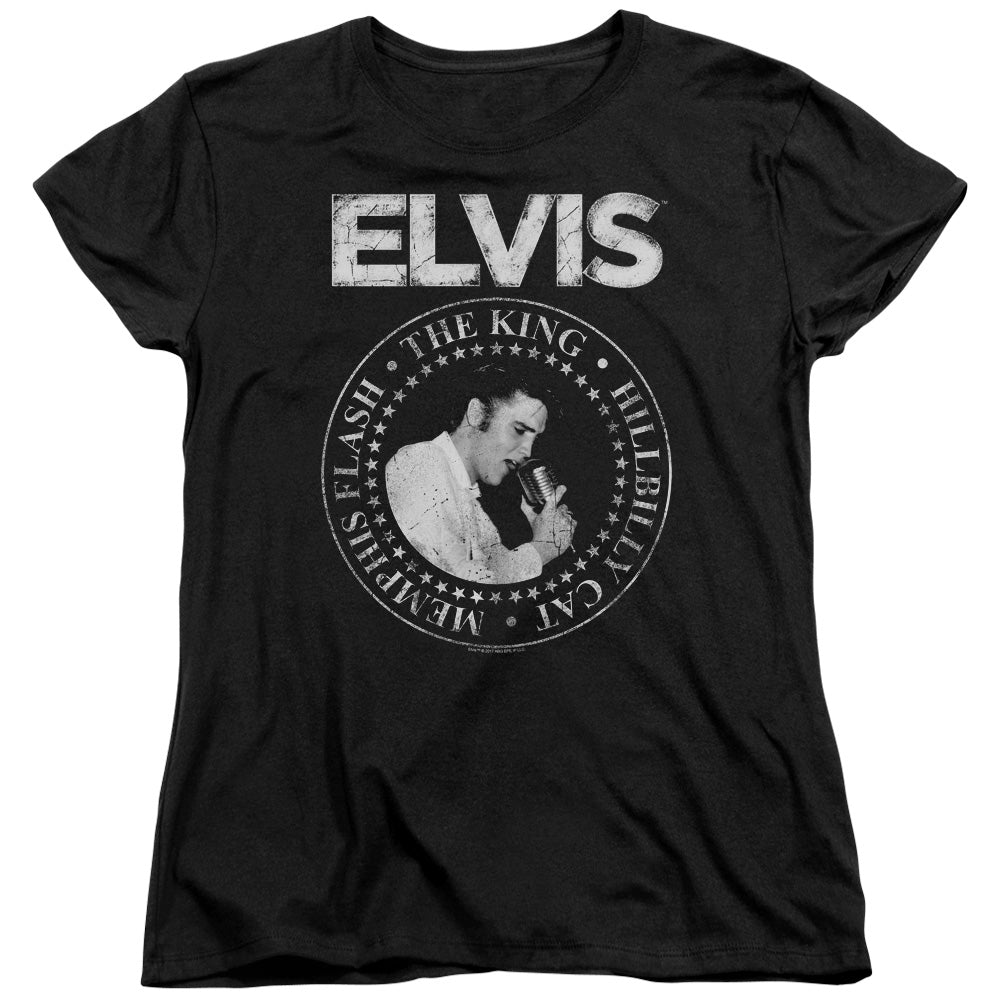 Elvis Presley Rock King Womens T Shirt Black
