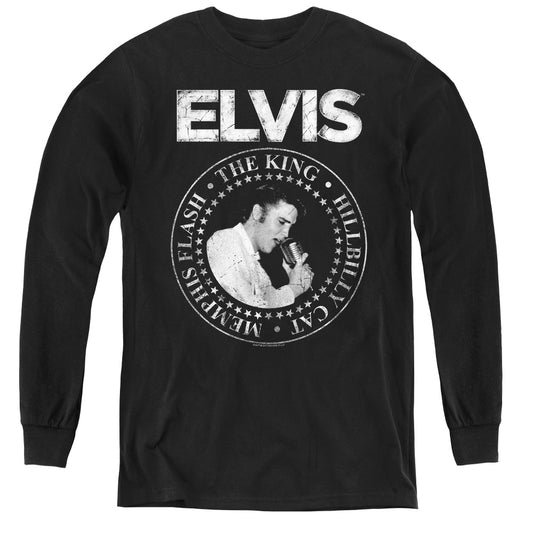 Elvis Presley Rock King Long Sleeve Kids Youth T Shirt Black