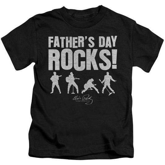 Elvis Presley Fathers Day Rocks Juvenile Kids Youth T Shirt Black 