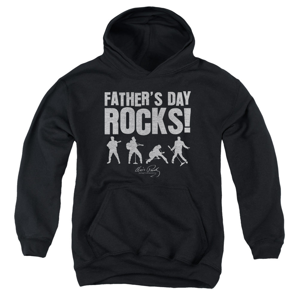 Elvis Presley Fathers Day Rocks Kids Youth Hoodie Black