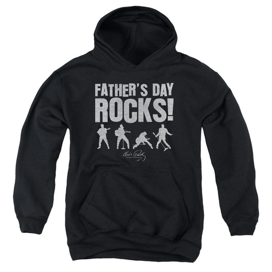 Elvis Presley Fathers Day Rocks Kids Youth Hoodie Black
