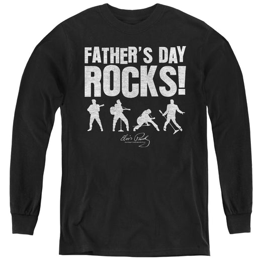 Elvis Presley Fathers Day Rocks Long Sleeve Kids Youth T Shirt Black